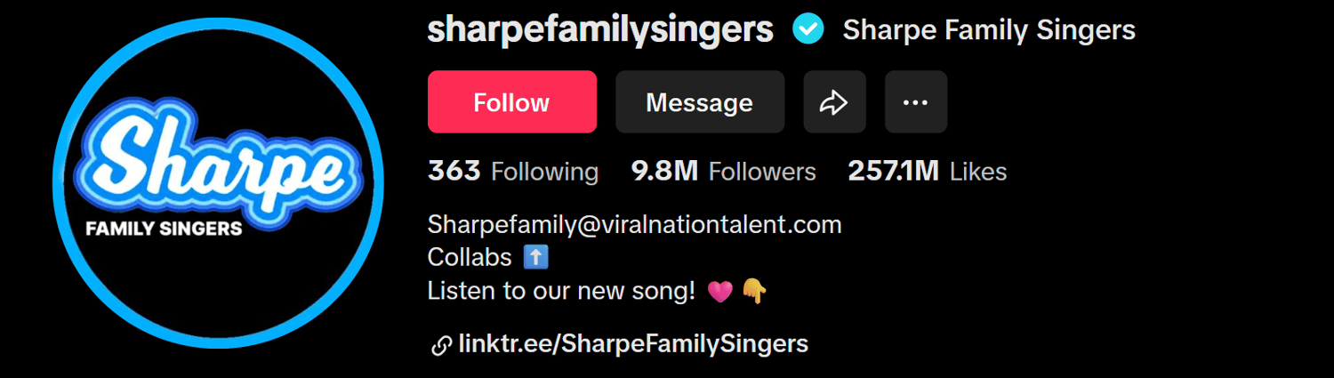 Sharpe Family TikTok profile